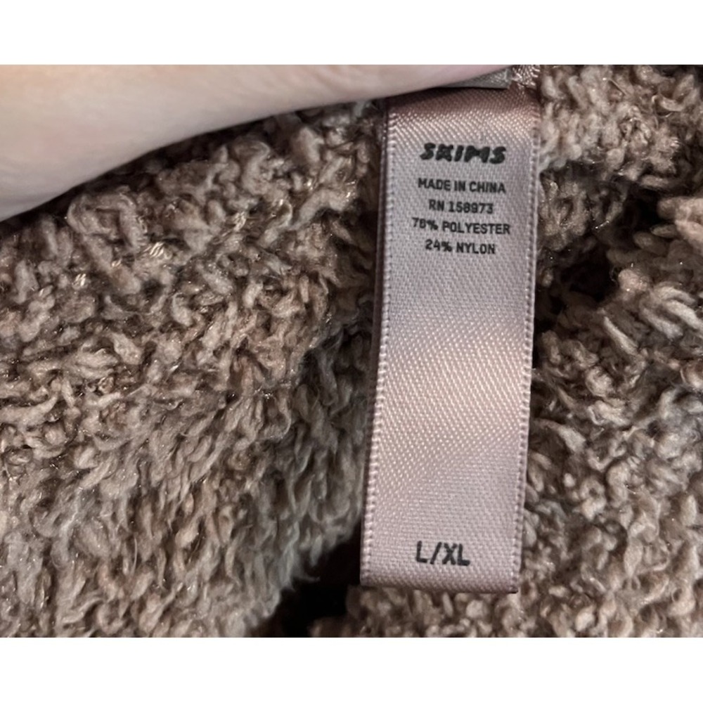 Skims Brown Long Sleeve Full Zip Women's Hoodie Sherpa Crop Sweater Size L/XL - Picture 4 of 5